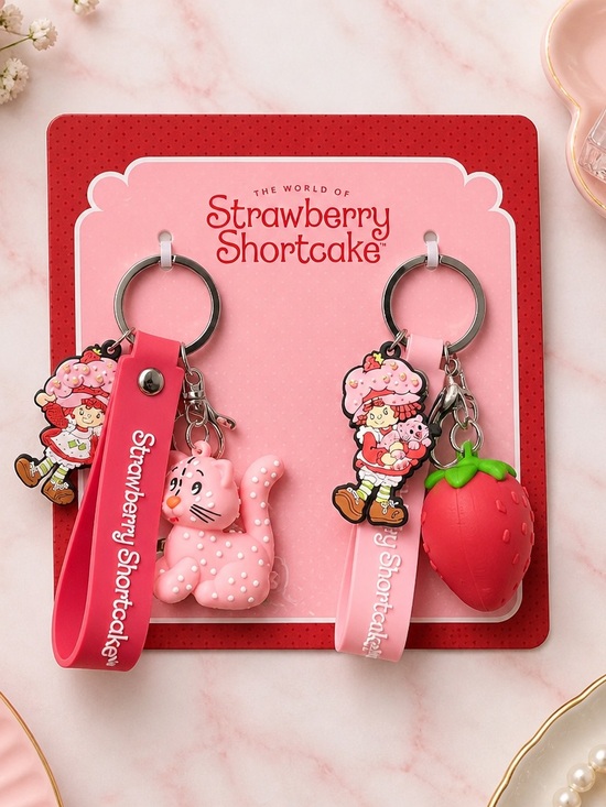 Strawberry Shortcake Other - Strawberry Shortcake Keychain Set Pink Kitty & Strawberry Charms 🍓